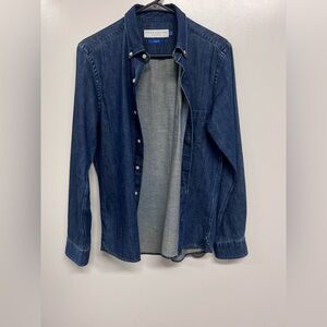 Peter Manning New York Men's Medium Wash Blue Slim Fit Shirt (Size 3)